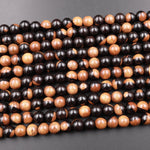 Black Brown Yin Yang Ebony Wood Beads 6mm 8mm 10mm 12mm Great For Mala Prayer Meditation Therapy 15.5" Strand