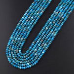 Faceted Natural Teal Blue Apatite 4x3mm Rondelle Beads 15.5" Strand