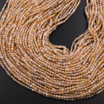Faceted Natural Titanium Golden Rutile Quartz  3mm Round Beads 15.5" Strand