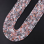 Faceted Natural Peach White Moonstone Labradorite Round Beads 3mm 15.5" Strand