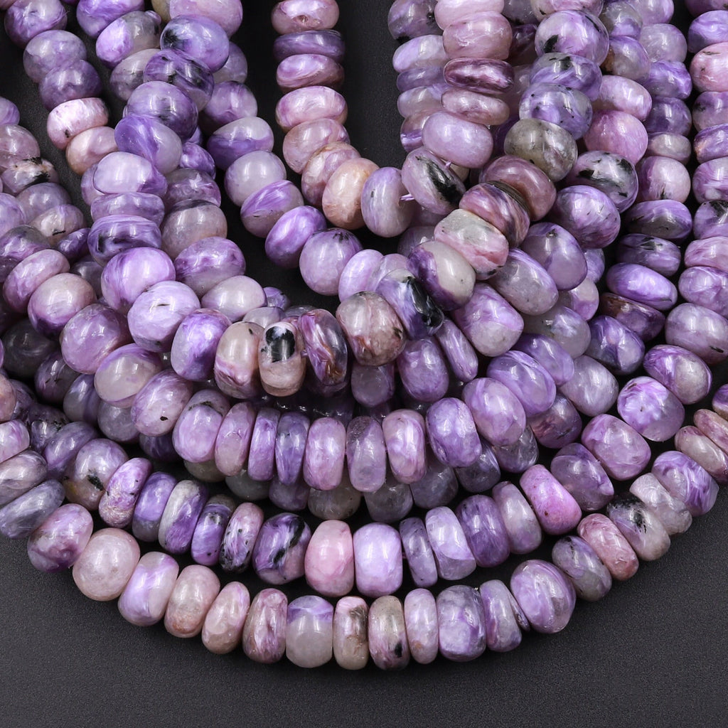 Natural Charorite Rondelle Beads High Quality Purple Russian Charoite 7mm Rondelle beads Natural Purple Gemstone 15.5" Strand