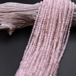 Micro Faceted Natural Quartz Round Beads 3mm 4mm Sparkling Diamond Cut Gemstone 15.5" Strand