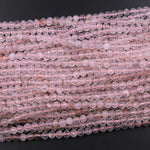 Micro Faceted Natural Quartz Round Beads 3mm 4mm Sparkling Diamond Cut Gemstone 15.5" Strand