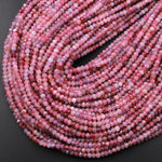 Faceted Natural Pink Tourmaline Rondelle 4mm Beads Diamond Cut Gemstone 15.5" Strand