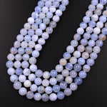Natural Blue Chalcedony 6mm 8mm 10mm Round Beads 15.5" Strand