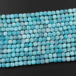Natural Brazilian Amazonite Faceted 4mm Cube Dice Square Beads Strand