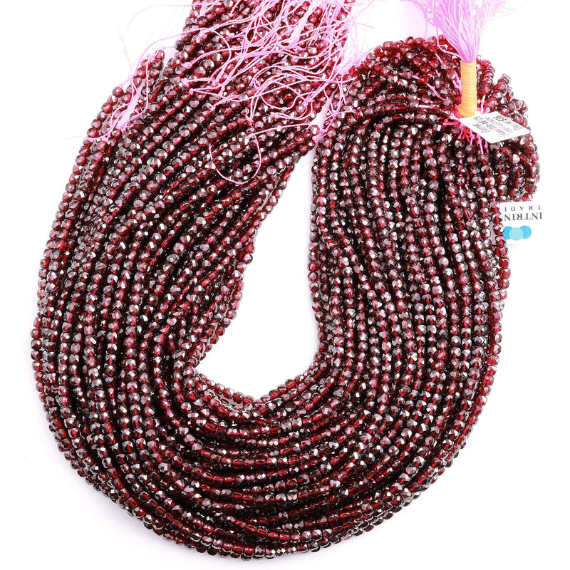 Herringbone Drilled Garnet Faceted Drop Beads 7x4 - 9x5.5mm