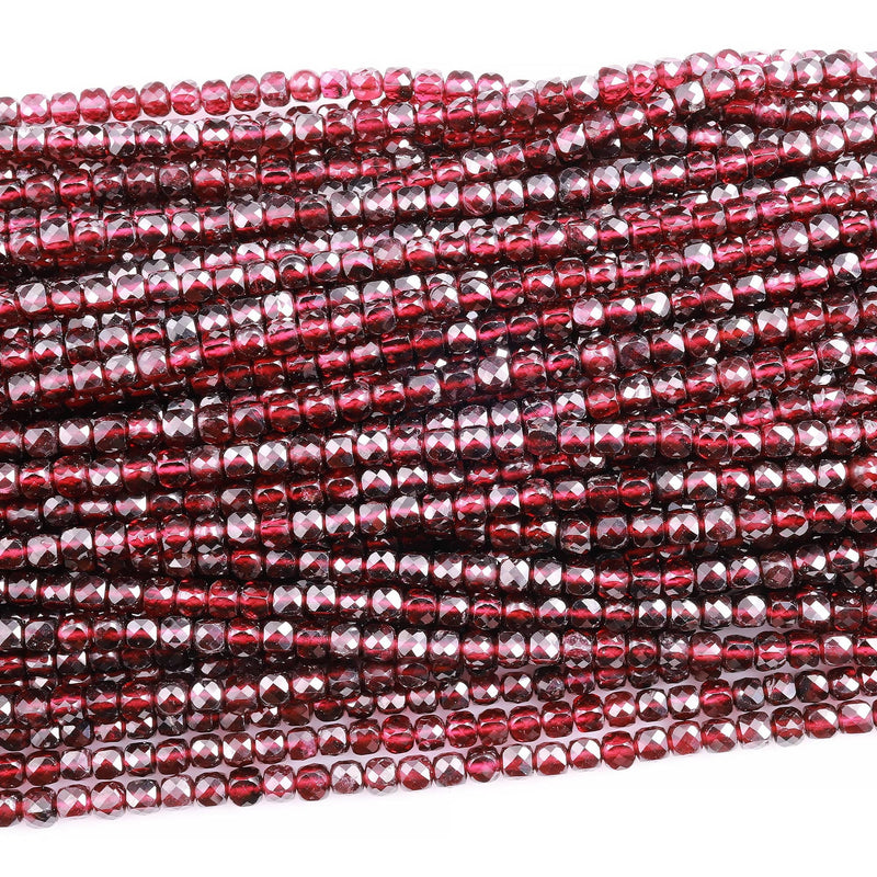 AAA Natural Red Garnet Gemstone Beads Micro Faceted 2mm 3mm 4mm Round High  Quality Laser Diamond Cut Gemstone 15.5 Strand 