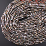 Genuine Natural Smoky Grey Blue Sapphire 4mm Faceted Cube Square Dice Beads 15.5" Strand