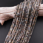 Genuine Natural Smoky Grey Blue Sapphire 4mm Faceted Cube Square Dice Beads 15.5" Strand