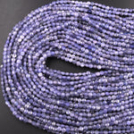 Faceted Natural Tanzanite Coin Beads 3mm 4mm Flat Disc Dazzling Micro Diamond Cut 15.5" Strand