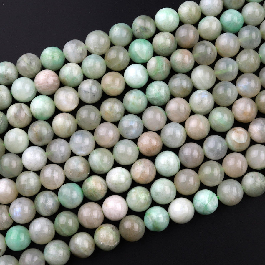 Rare! Natural Green Madagascar Moonstone 6mm 8mm 10mm Round Beads 15.5" Strand