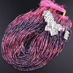 Genuine Natural Blue Pink Ruby Gemstone Faceted 3mm 4mm Round Beads 15.5" Strand
