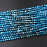 Natural Blue Apatite Faceted 4mm Cube Beads Gemstone Dice 15.5" Strand