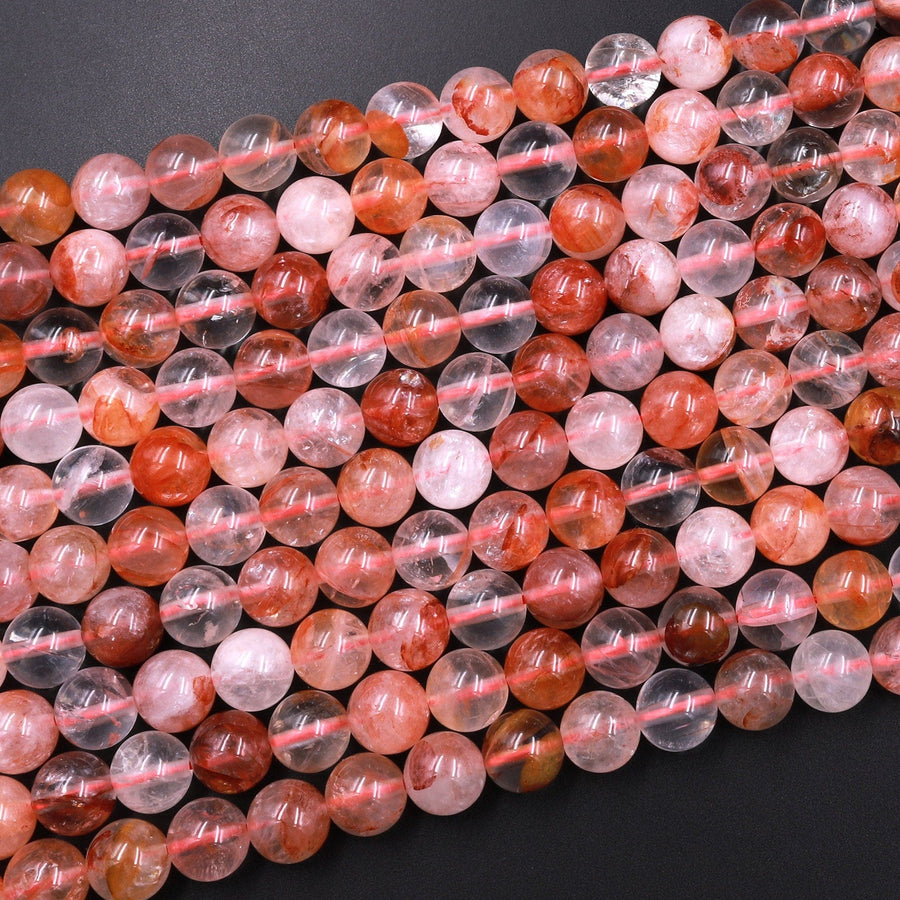 Natural Red Hematoid Lepidocrocite Quartz 4mm 6mm 8mm 10mm Round Beads Rare Red Quartz Crystal Powerful Energy Stone 15.5" Strand
