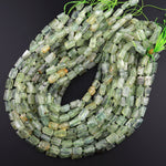Natural Green PrehniteTube Cylinder Barrel Beads 15.5" Strand