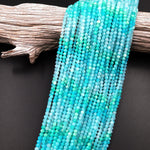 AAA Peruvian Amazonite 4mm Faceted Round Beads Multi Shaded Natural Sea Blue Gemstone Micro Laser Diamond Cut 15.5" Strand