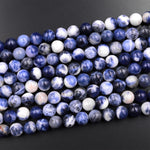 Natural Denim Blue Sodalite 4mm 6mm 8mm 10mm Round Beads 15.5" Strand