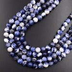 Natural Denim Blue Sodalite 4mm 6mm 8mm 10mm Round Beads 15.5" Strand