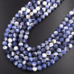 Matte Natural Denim Blue Sodalite 4mm 6mm 8mm 10mm Round Beads 15.5" Strand
