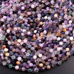 Natural Rainbow Fluorite Faceted 6mm Rounded Briolette Teardrop Beads Good For Earrings 15.5" Strand
