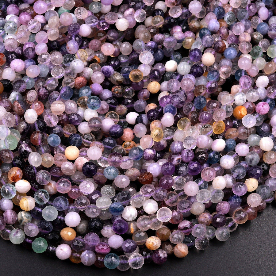 Natural Rainbow Fluorite Faceted 6mm Rounded Briolette Teardrop Beads Good For Earrings 15.5" Strand
