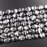 AAA Natural Black Web Jasper Oval Beads 10x14mm 15.5" Strand