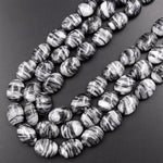 AAA Natural Black Web Jasper Oval Beads 10x14mm 15.5" Strand