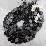 Raw Natural Black Tourmaline Beads Teardrop Shape Real Genuine Black Tourmaline Crystal Gemstones 15.5" Strand