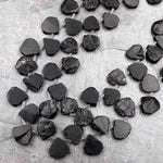 Raw Natural Black Tourmaline Beads Teardrop Shape Real Genuine Black Tourmaline Crystal Gemstones 15.5" Strand