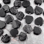 Raw Natural Black Tourmaline Beads Teardrop Shape Real Genuine Black Tourmaline Crystal Gemstones 15.5" Strand