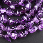 Natural Purple Amethyst Freeform Chip Pebble Nugget Beads Gemstone 15.5" Strand