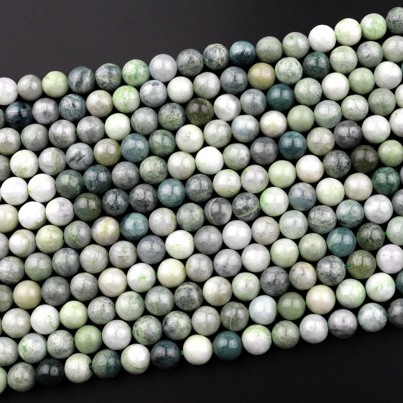 Natural Burma Green Jade 4mm 6mm 8mm Smooth Round Beads Real Genuine Natural Green Jade 15.5" Strand