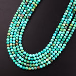 Natural Turquoise 4mm Round Beads High Quality Real Genuine Vibrant Blue Green Turquoise Spheres  15.5" Strand
