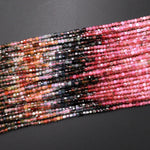 AAA Natural Multicolor Tourmaline Faceted 2mm 3mm Cube Square Dice Beads Gemstone 15.5" Strand