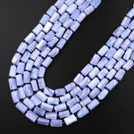 Natural Blue Lace Agate Tube Beads 15.5" Strand