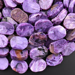 Natural Russian Charoite Oval Rectangle Beads Creative Organic Cut Real Genuine Purple Gemstone 15.5" Strand