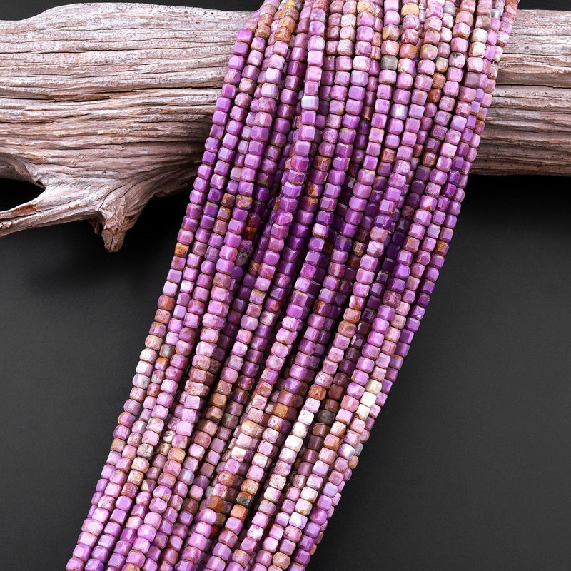 Natural Phosphosiderite Faceted 4mm Cube Square Dice Beads Gemstone 15.5" Strand