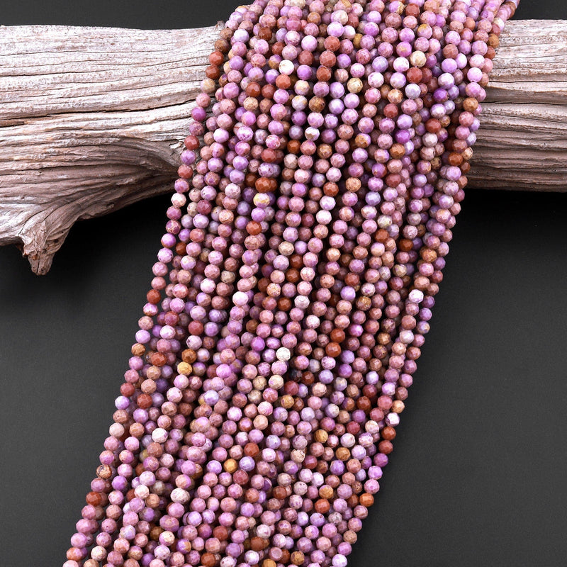 Natural Phosphosiderite 4mm 6mm Round Beads Micro Faceted Gemstone 15.5" Strand