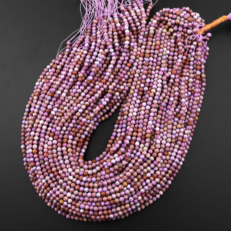 Natural Phosphosiderite 4mm 6mm Round Beads Micro Faceted Gemstone 15.5" Strand
