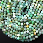 Natural Australian Green Chrysoprase Faceted Round 8mm 10mm Beads Diamond Cut Gemstone Beads 15.5" Strand