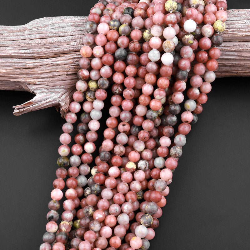 Natural Autumn Jasper 6mm 8mm Smooth Round Beads Salmon Peach Stone 15.5" Strand