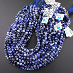 Natural Blue Sodalite Faceted 6mm Cube Square Dice Beads Diagonally Drilled 15.5" Strand