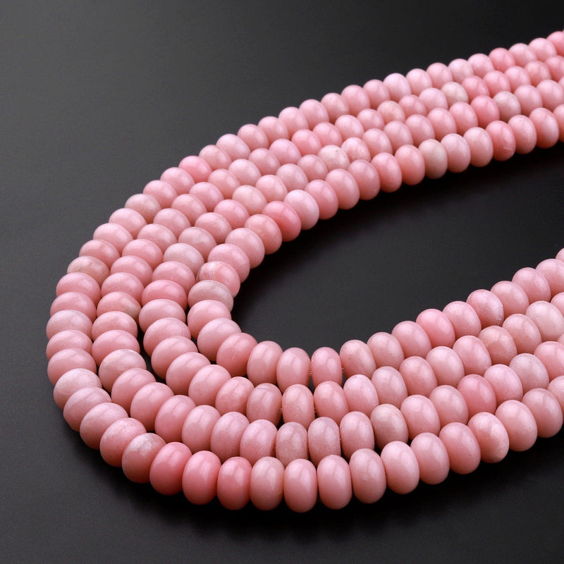 Natural Pink Opal 6mm 8mm Smooth Rondelle Beads 15.5" Strand