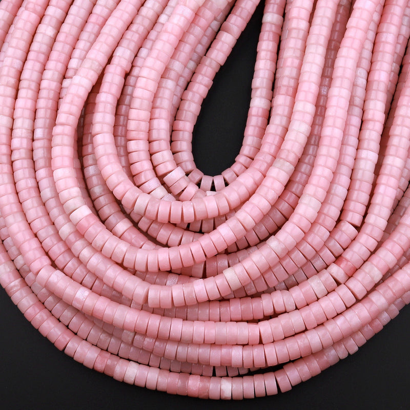Natural Pink Opal 4mm 6mm Heishi Rondelle Beads 15.5" Strand