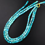 Natural Blue Turquoise Rectangle Tube Beads Genuine Real Turquoise Gemstone 15.5" Strand