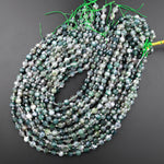 Natural Green Moss Agate 8mm Beads Rounded Faceted Energy Prism Double Terminated Points 15.5" Strand