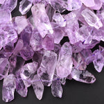Raw Natural Amethyst Beads Freeform Top Side Drilled Teardrop Petal Purple Amethyst Druzy Crystal Gemstone 15.5" Strand