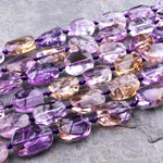 AAA Natural Ametrine Oval Nugget Beads Rounded Rectangle 15.5" Strand