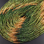 AAA Natural Multicolor Green Yellow Cognac Tourmaline Micro Faceted 3mm Round Gemstone Beads 15.5" Strand